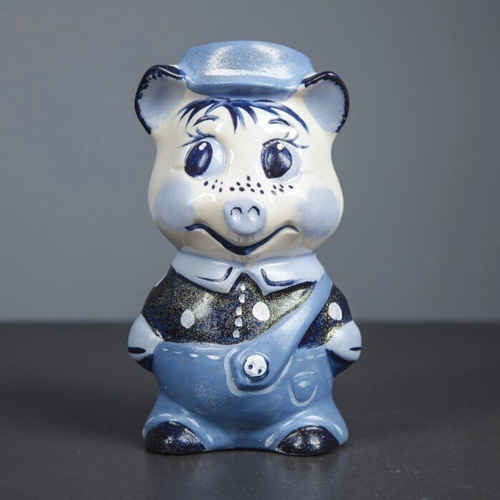 Копилка "Фунтик", 9,5 х 16 см, гжель