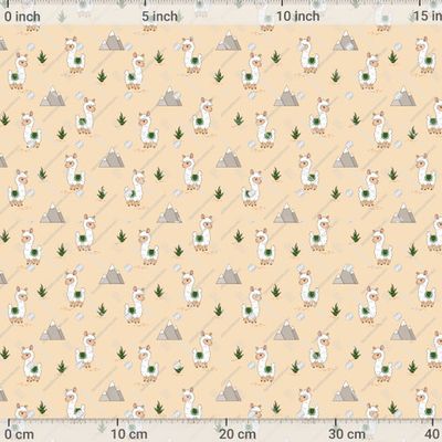 Милая лама и горы на бежевом by IriSev 1200 DPI