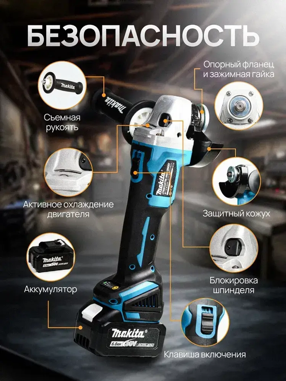 Болгарка 125 мм аккумуляторная, УШМ болгарка Makita