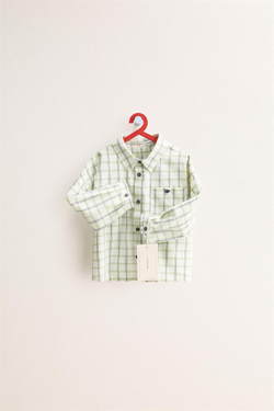 ZARA TIMELESS - РУБАШКА В КЛЕТКУ С КАРМАНОМ, ЭКРЮ