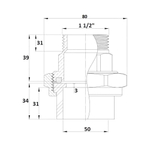 Накидная муфта Gemas ПВХ-латунь 63мм x 2" НР (133475)
