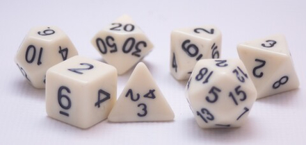 Одноцветный набор кубиков для D&D костяной