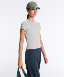 Oysho Футболка Rib Fit из смесового хлопка, серый меланж