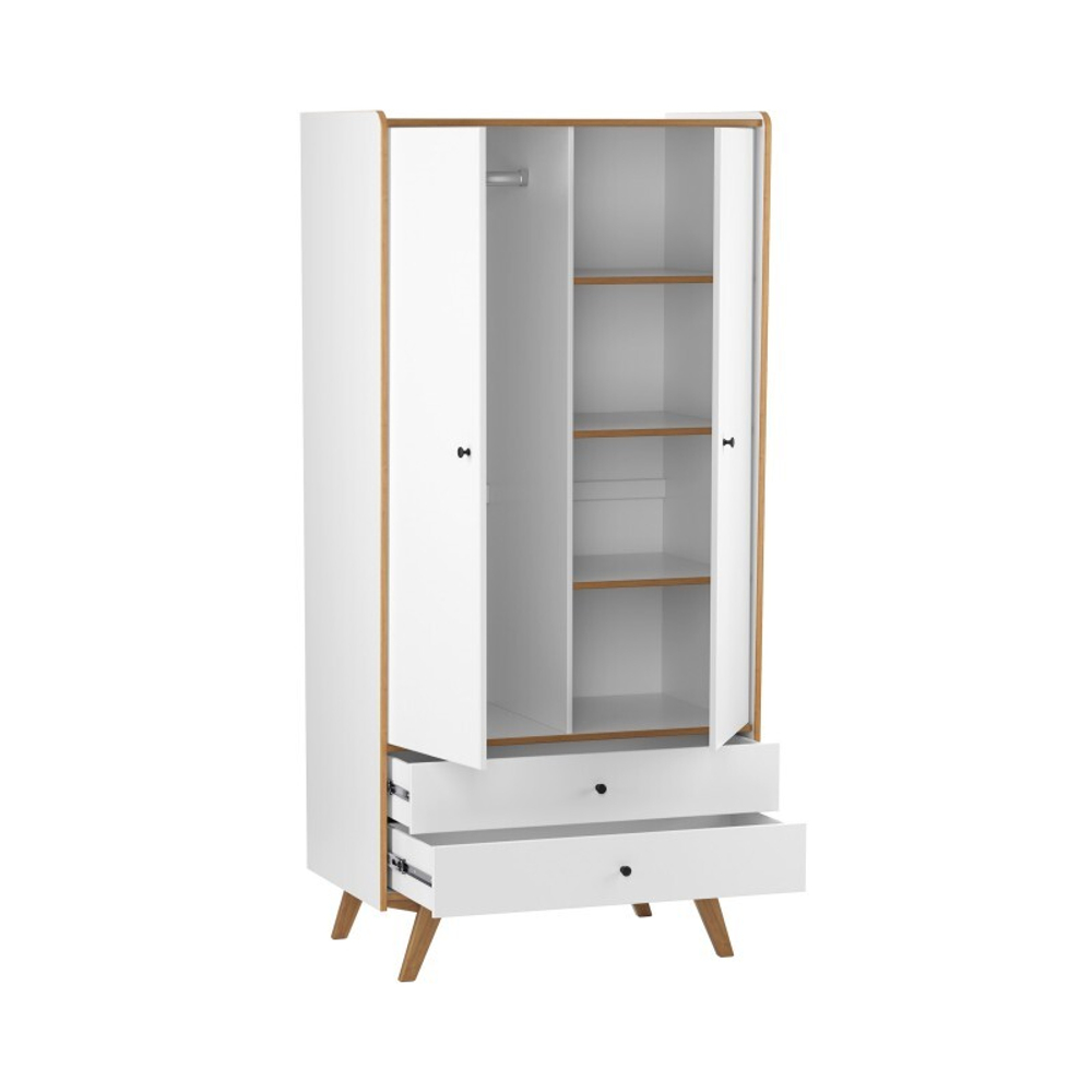 Шкаф 2х дверный «Винтаж» белый лак/браун