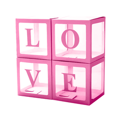 Декоративные коробки для шариков с воздухом с надписью Love розовые