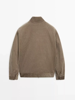 Massimo Dutti Вельветовая куртка с высоким воротником, бежевый