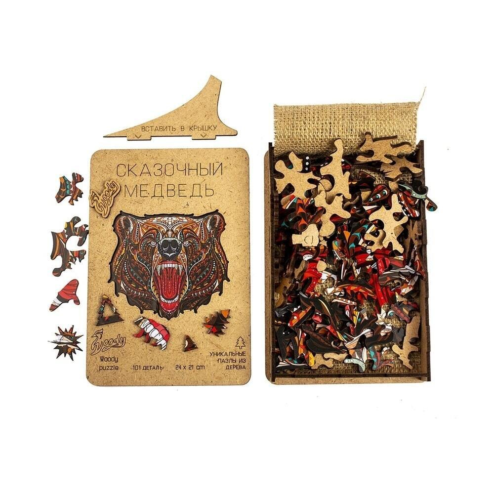 Сказочный медведь Chapa - Деревянный пазл, детали разной формы, голова медведя