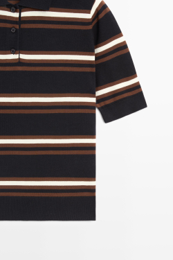 Massimo Dutti Трикотажный поло в полоску из 100% хлопка, темно-синий