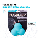 Playology жевательный тройной мяч SQUEAKY BOUNCE BALL для собак средних и крупных пород с пищалкой и с ароматом арахиса, цвет голубой