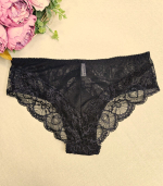Женские трусики-слип из эластичной сетки и кружева (Размер: 4X) (Цвет: черный)