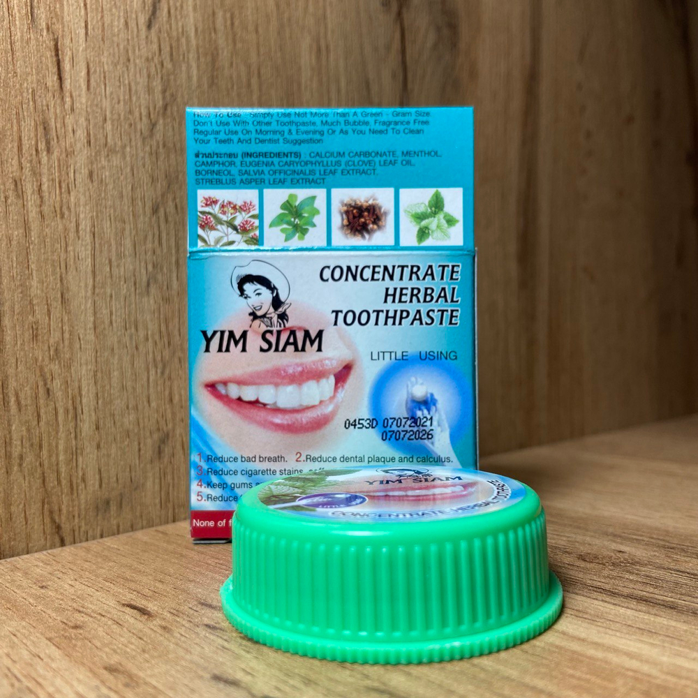 Зубная паста Yim Siam Concentrate Herbal Toothpaste Little Using тайская отбеливающая с мятой 25 г