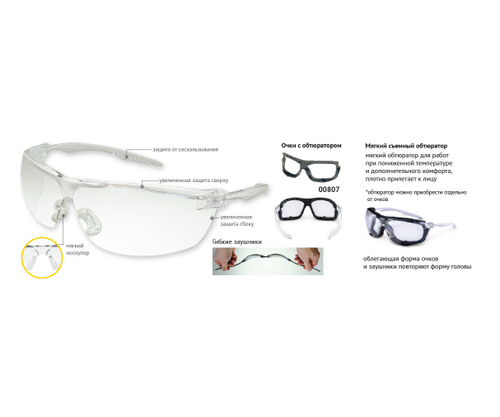 Защитные открытые очки с мягким носоупором РОСОМЗ O88 SURGUT 5-2,5 PC -super  18823-5 (18823-5)