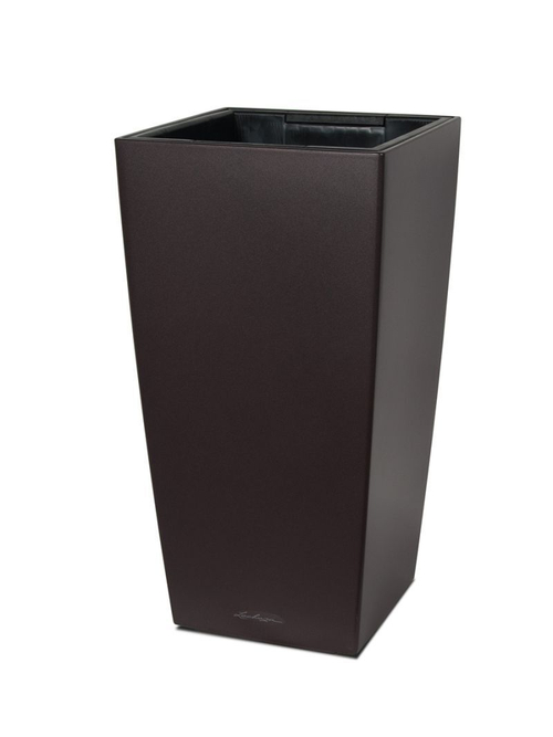 Кашпо Lechuza "Cubico Complete espresso metallic" (пластик), 50x50xH95 см