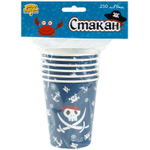 Стаканы бумажные «Пиратский Остров», 250 мл, 6 шт