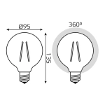 Лампа Gauss LED Filament G95 8W E27 740lm 2400K Golden 105802008