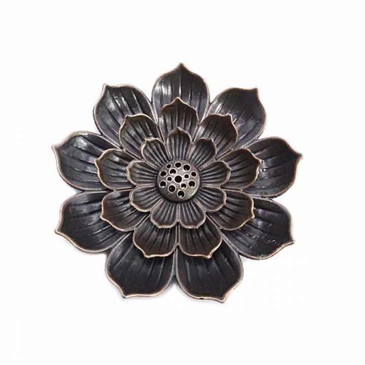 Подставка под благовония Лотос цветущий многолепестковый, силумин, цвет бронзовый