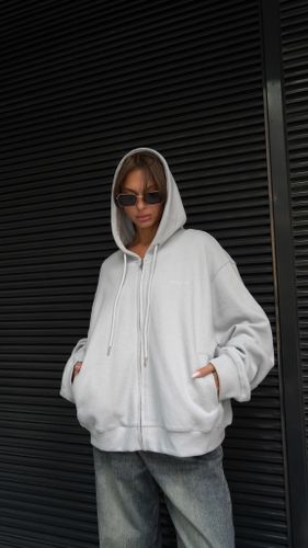 Голубой худи на молнии с капюшоном