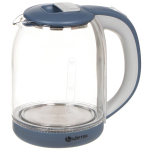 Чайник электрический Lofter, C03, синий, 2 л, 1500 Вт, скрытый нагревательный элемент, подсветка, стекло