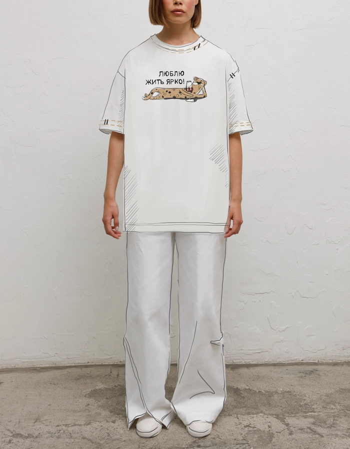 ФУТБОЛКА РЕНА МОЛОЧНЫЙ ЛЮБЛЮ ЖИТЬ ЯРКО