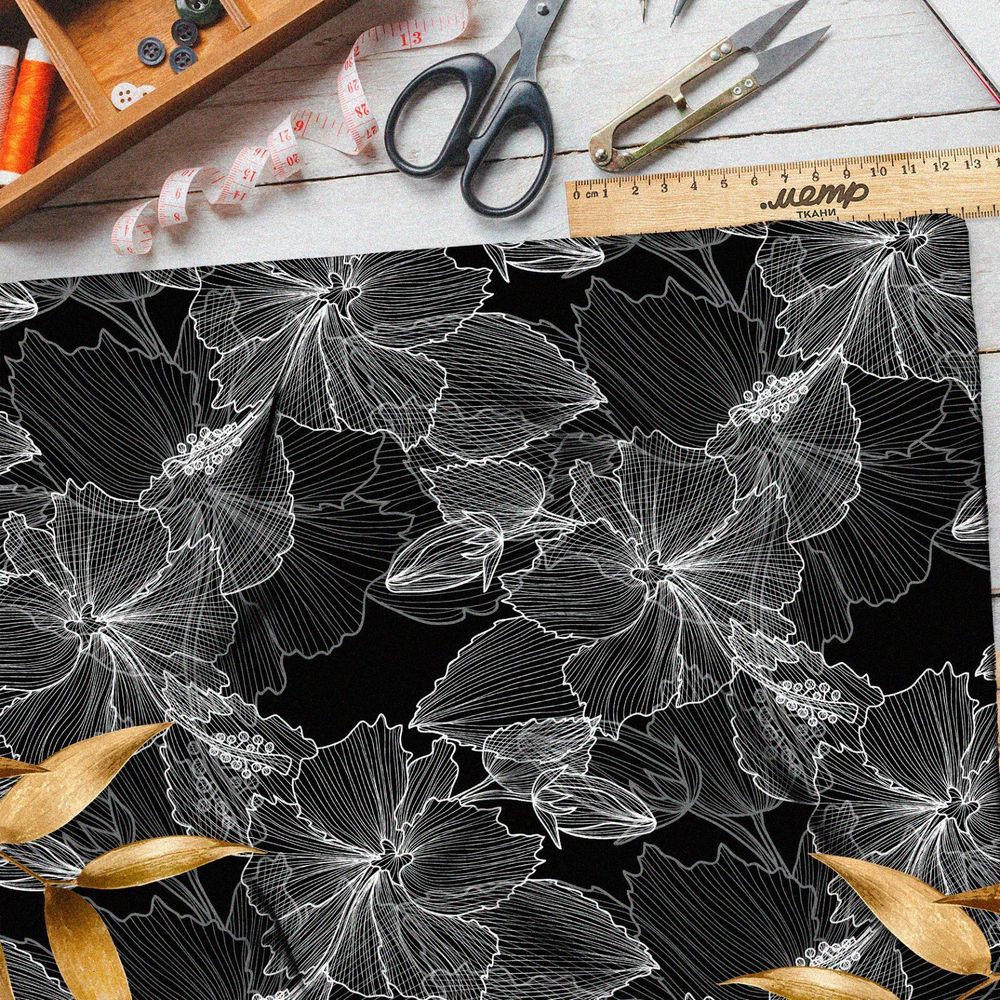 Ткань барби прозрачные цветы паутинкой