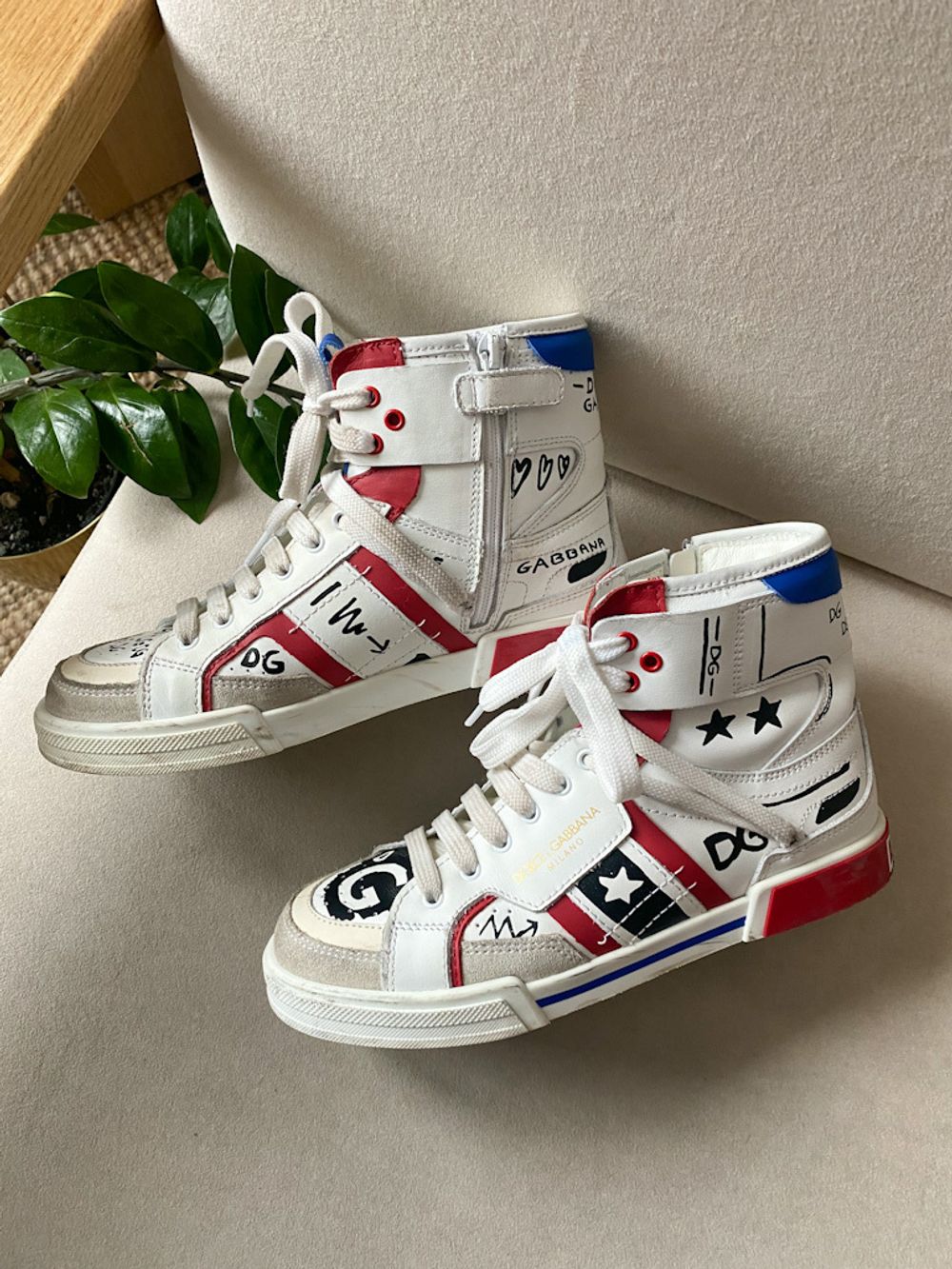 Высокие кожаные кеды  Dolce&Gabbana, 34,5