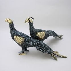 Bello De Bronze Статуэтка Павлины пара, синие