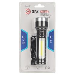 Светодиодный фонарь ЭРА UA-501 универсальный, аккумуляторный, COB+LED, 5 Вт, резина