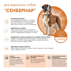 Корм сухой для взрослых собак породы Сенбернар, премиум полнорационный комплекс, с индейкой, 2,5 кг, QUATTRO