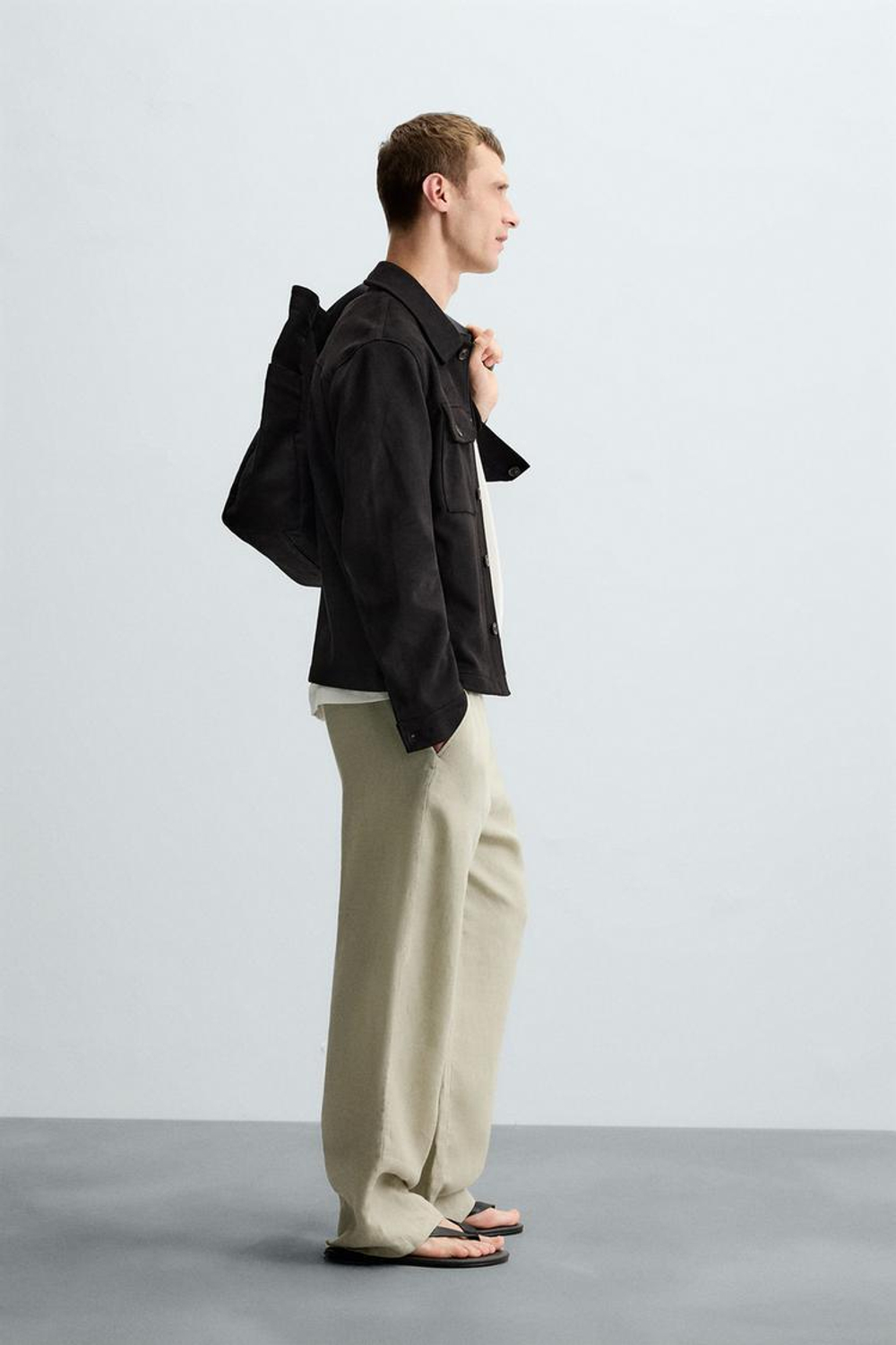 ZARA КУРТКА-РУБАШКА ИЗ ИСКУССТВЕННОЙ ЗАМШИ, ЧЕРНЫЙ