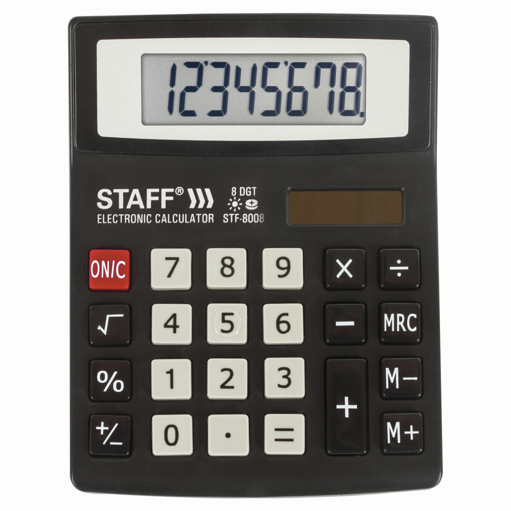 Калькулятор настольный STAFF STF-8008 компактный (113х87 мм) 8 разрядов двойное питание (2 штуки в упаковке)