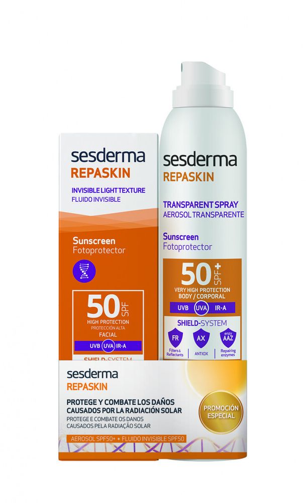 ПРОМОНАБОР SESDERMA: Repaskin AEROSOL SPF 50,200мл+Repaskin INVISIBLE СЗФ50,50мл