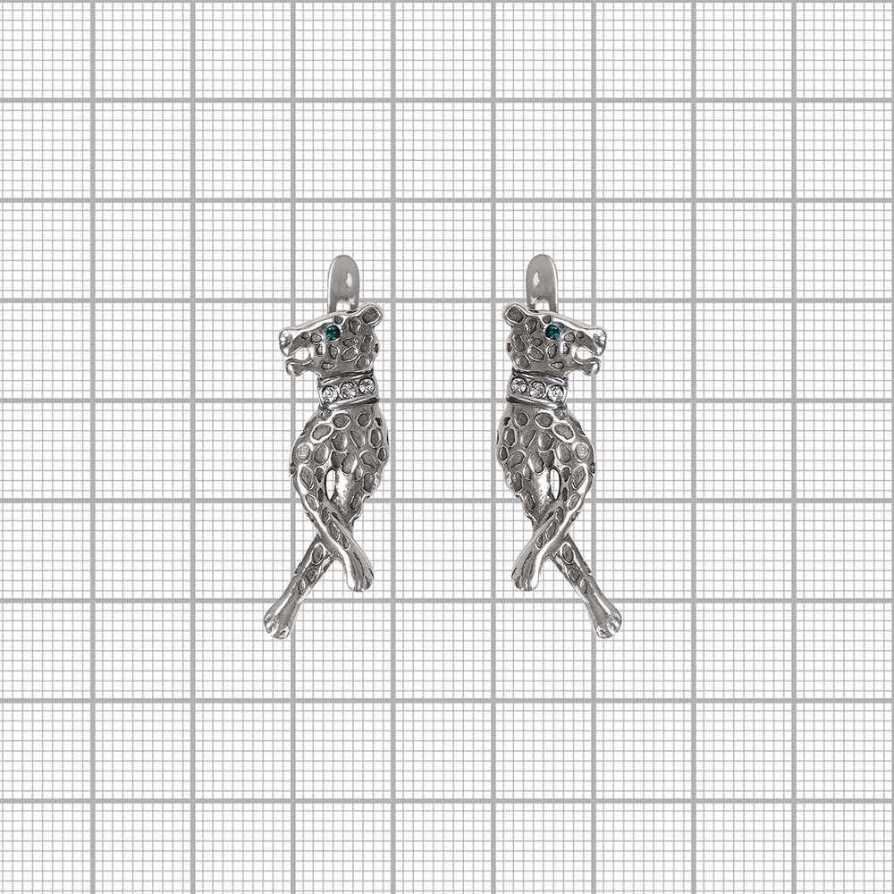 "Зурим" серьги в серебряном покрытии из коллекции "Дикие кошки" от Jenavi с английским замком