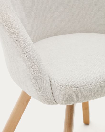 Marvin Поворотный стул из бежевой синели с ножками из ясеня La Forma Испания 