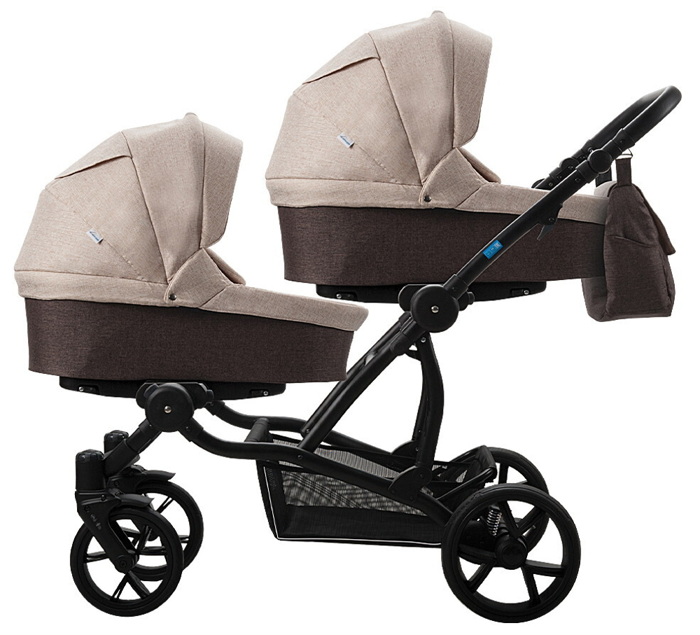 Детская коляска для двойни Aro Team Twinat Duo 19 2 в 1 02 коричневый+бежевый