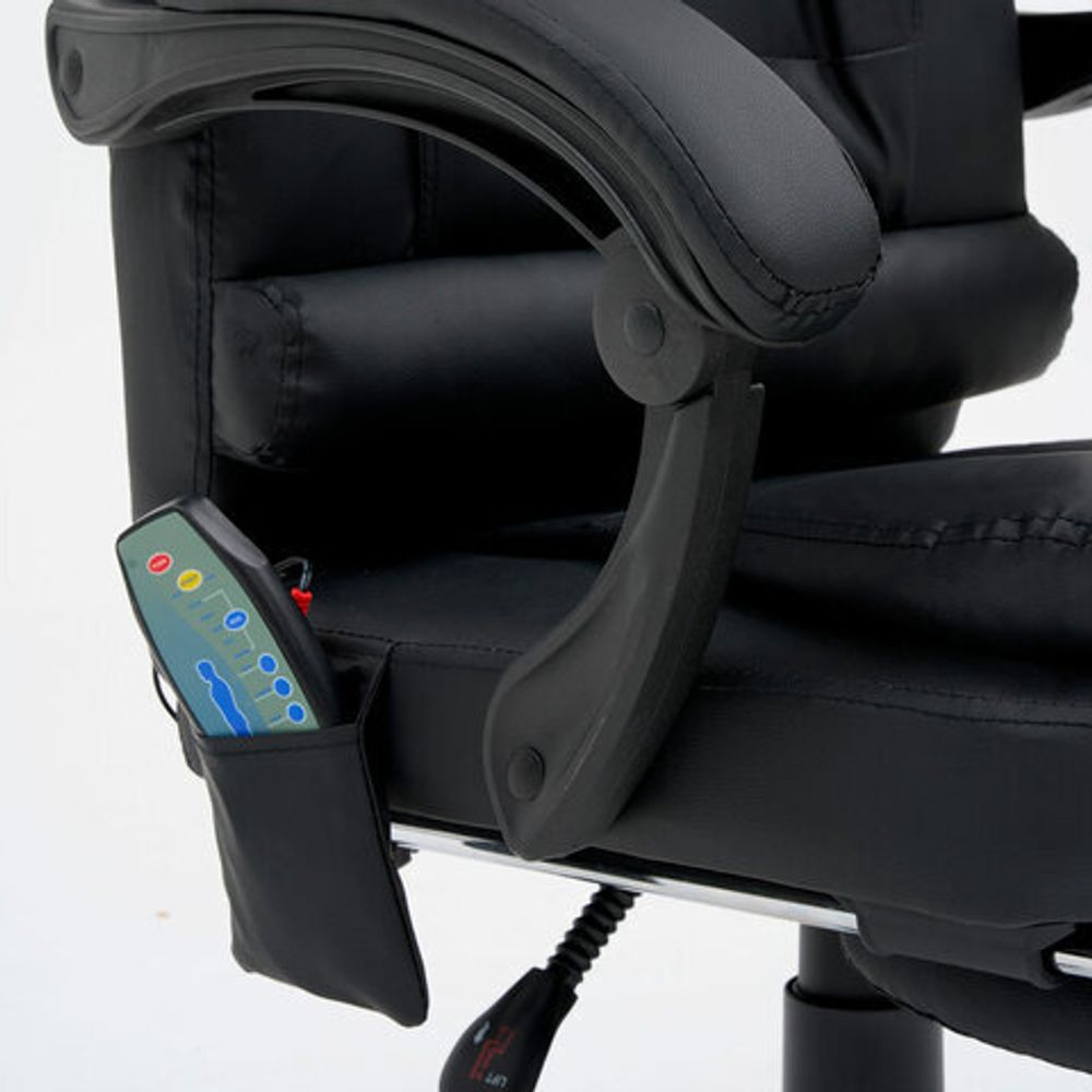 Кресло офисное CROMEX (КРОМЕКС) "Lounge MS-007", подножка, 6 массажных модулей, экокожа, черное, 532960