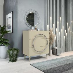 Комод Арт Колор matte Классик Сильвер с 3 ящиками Серый шелк матовый