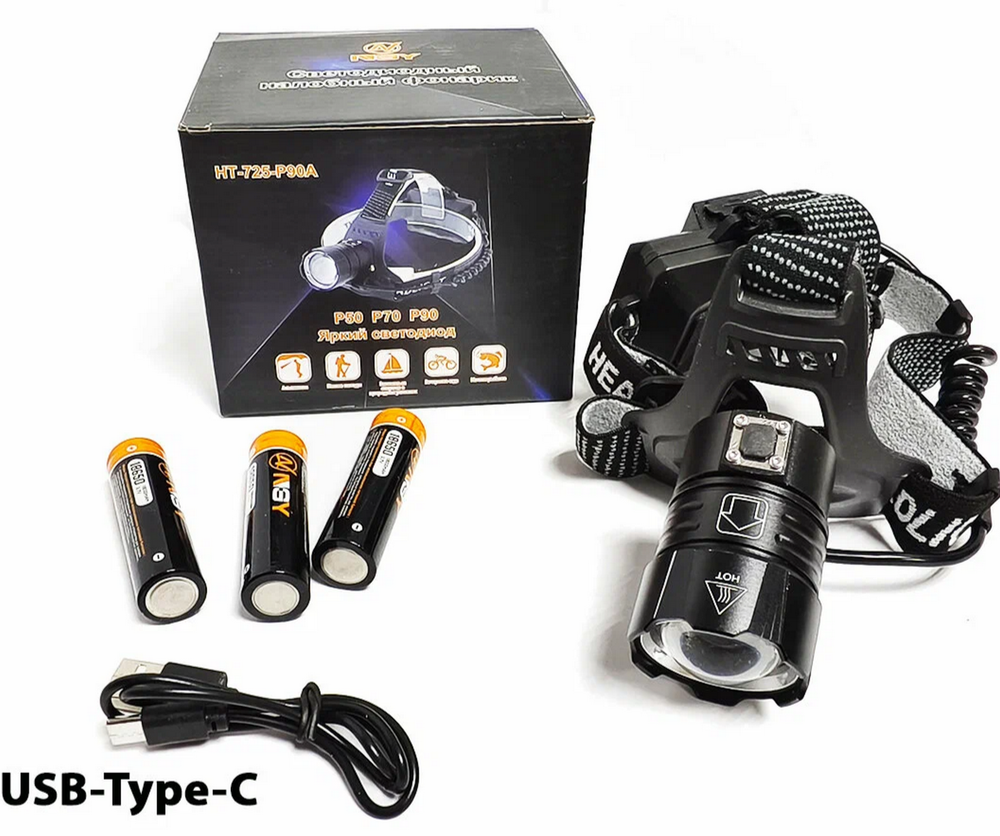 Фонарь налобный яркий NGY HT-725-P90A