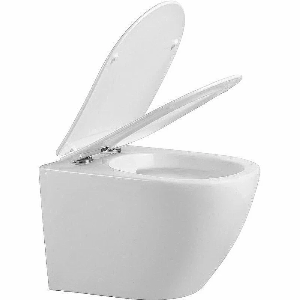 Унитаз подвесной Orange CI07-150W+APB244 безободковый, с крышкой микролифт, с инсталляцией, белый/кнопка черная