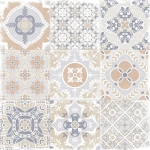 Керамогранит Alma Ceramica GFU04CTR14R Country 60x60 бежевый / голубой сахарный с орнаментом