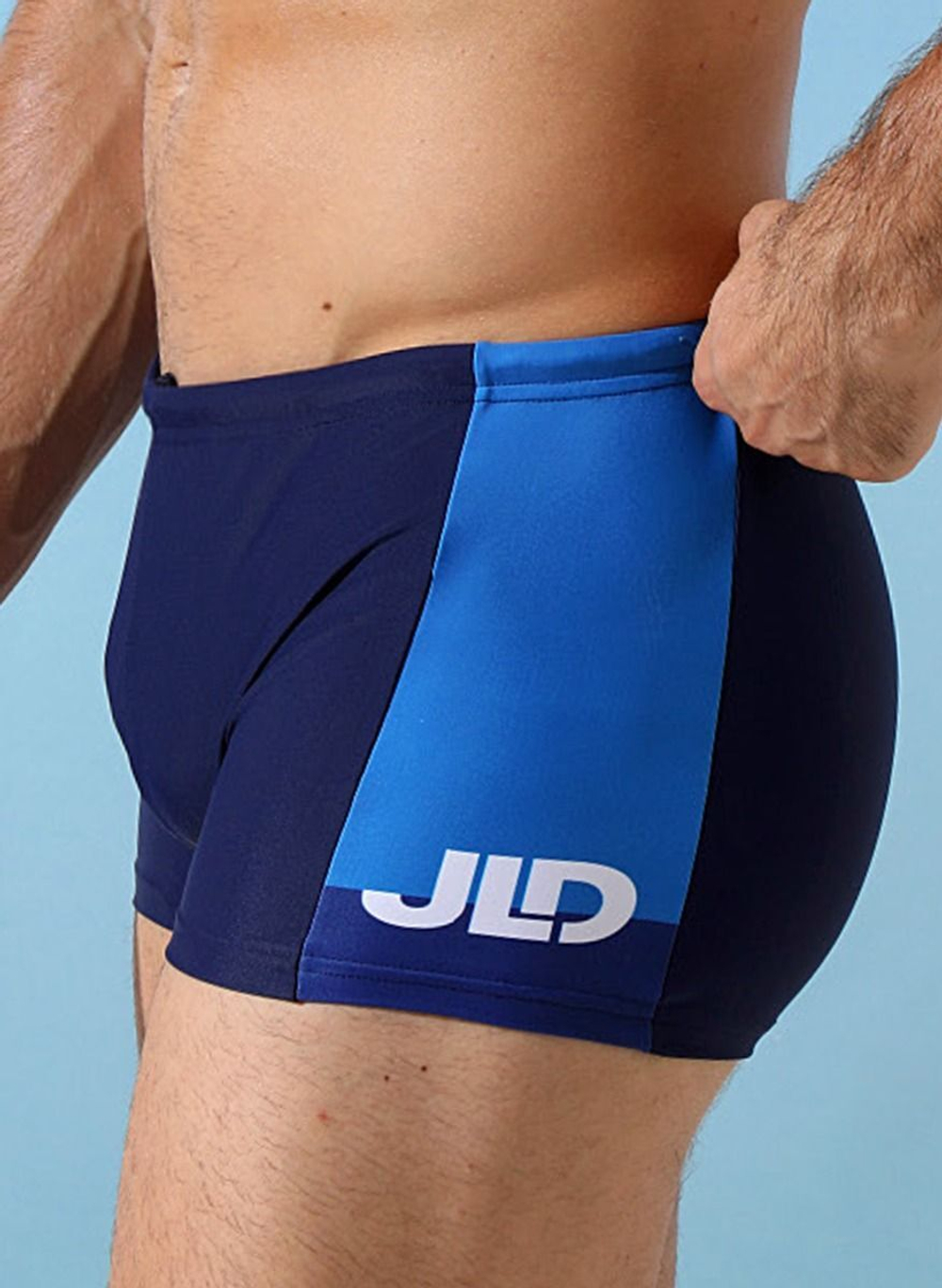 Мужские плавки-боксеры с контрастной брендированной вставкой (Размер: XL) (Цвет: голубой)