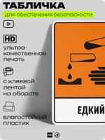 Табличка для обеспечения безопасности "Едкий", для производства, предприятия, организаций, 40х30 см, Silver Plane x Айдентика Технолоджи