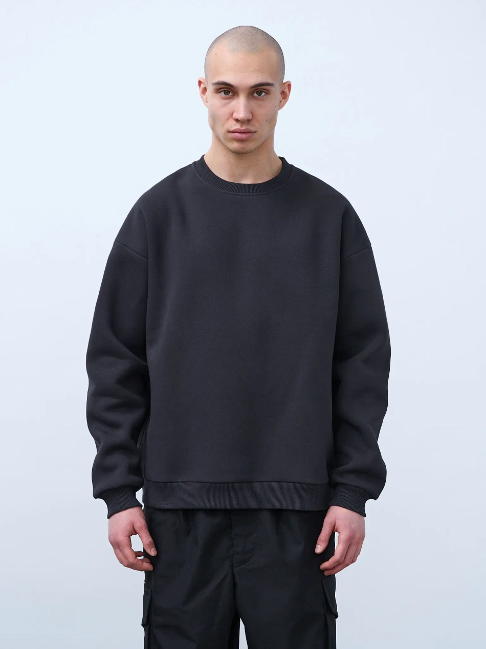 Свитшот оверсайз, с начесом (графит)