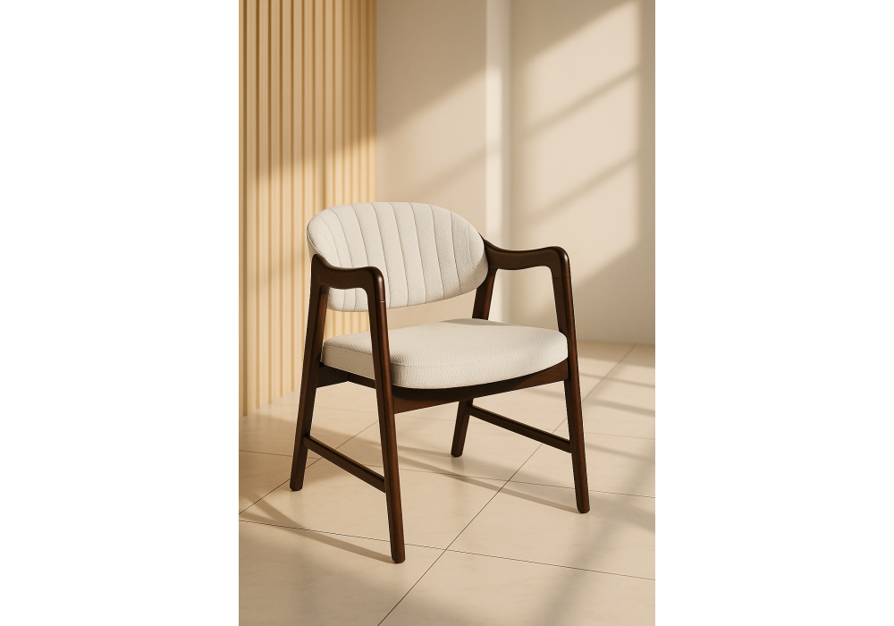 Стул деревянный Woodville Никсон ткань мешковина 9199-2, цвет орех