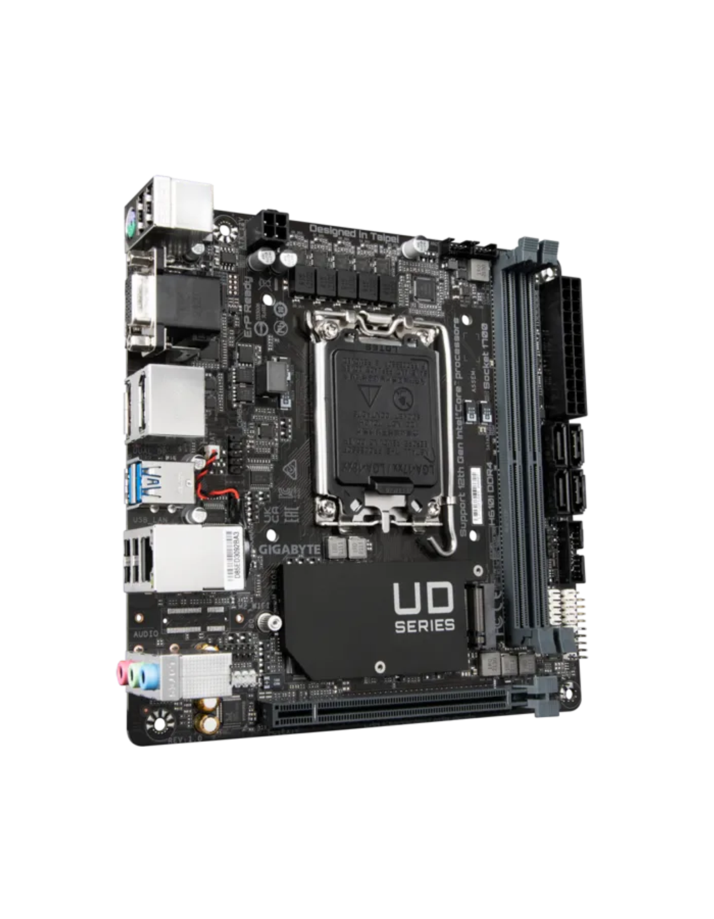 Материнская плата GIGABYTE H610I DDR4, LGA1700, H610, 2*DDR4, 4*SATA, 1*M.2, 2*USB 3.2, 4*USB 2.0, 1*PCIx16, 2*DP+D-Sub+HDMI, mITX