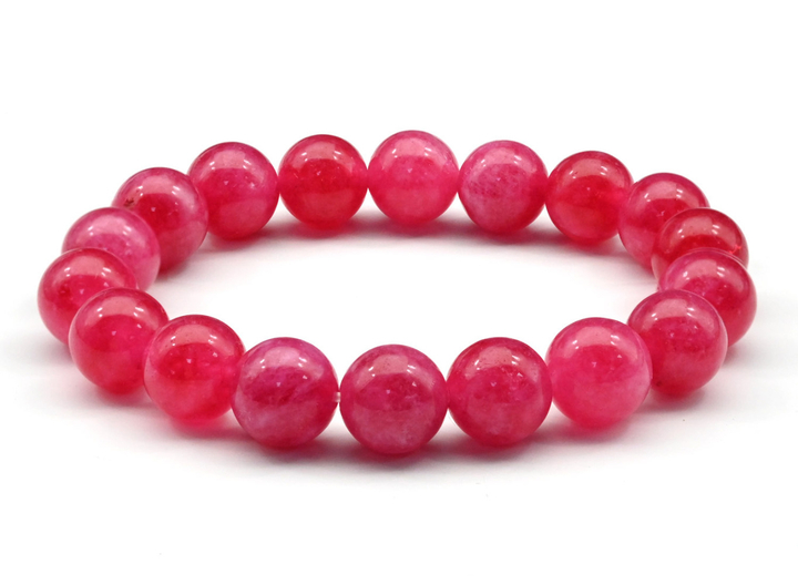 Браслет Кальцит тонированный шар 10 мм цвет красно-розовый
