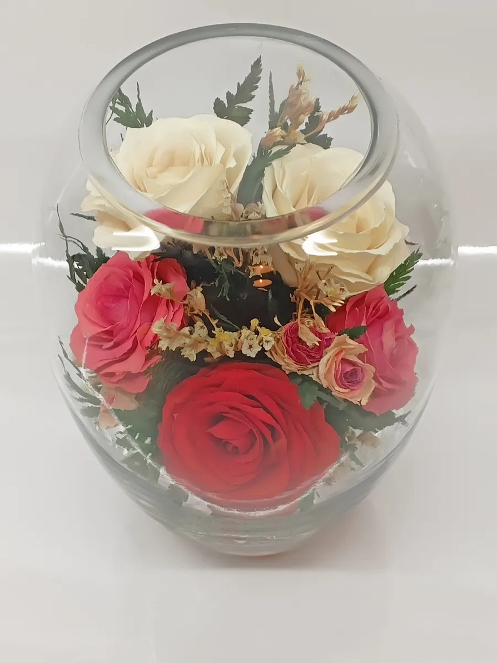 натуральные цветы в стекле, вакуум