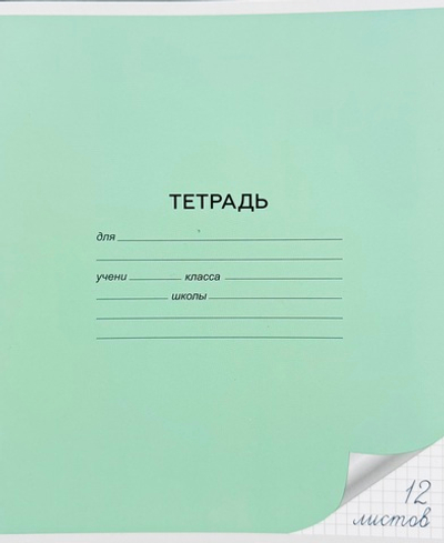 Тетрадь Alingar, 12 листов, клетка, зелёный