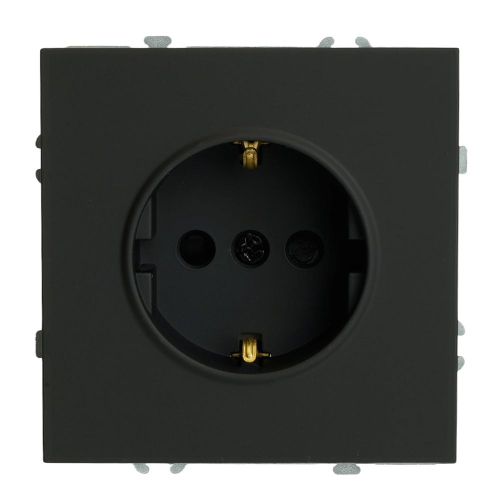 Розетка 1-местная с з/ш, с/з (механизм), СЗК, STEKKER, 250В, 16А, серия Эмили, RST16-5110-05ZK, черный уголь, soft touch 50251