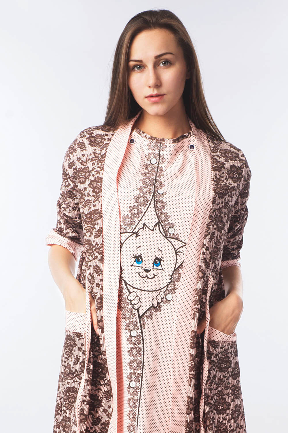 Пижама женская сорочка+халат КЖ 0043