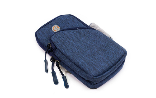 Чехол для мобильного телефона на руку, закрытый, 16,5х8,5см, тканевый, синий